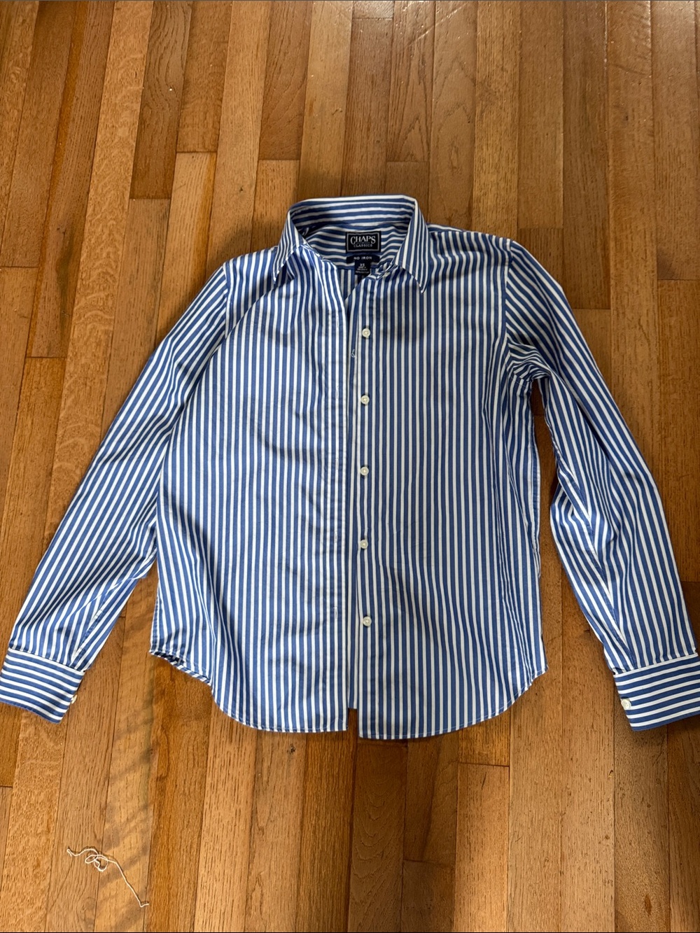 Chaps Blue & White Vertical Stripe Women’s Dress Shirt